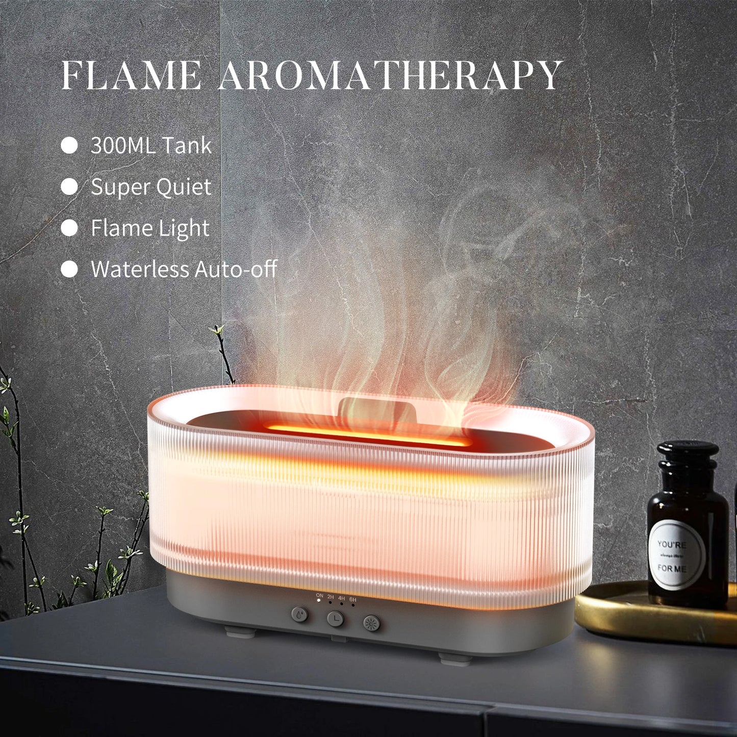 Sejoy Air Humidifier Small Size Ultrasonic Cool Mist Maker Aroma Diffuser LED Essential Oil Flame Lamp Home Appliance