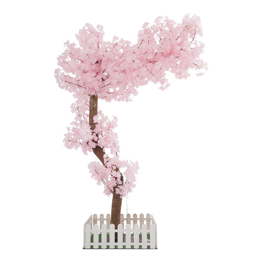 1.6M Artificial Cherry Tree Handmade Sakura Tree Pink Artificial Flowers with Lights for Indoor Outdoors Decor