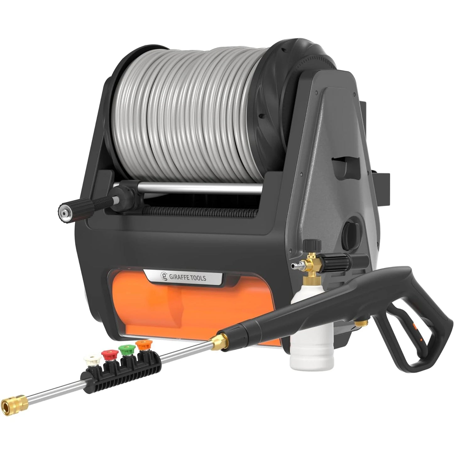Giraffe Tools Grandfalls Pressure Washer PRO, Max 3300 PSI, 1.6 GPM, Electric Wall Mounted Power Washer with 100FT Reel