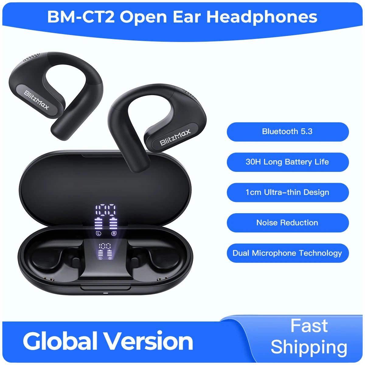 BlitzWolf BlitzMax BM CT2 OpenBack Headphones Bluetooth 5.3