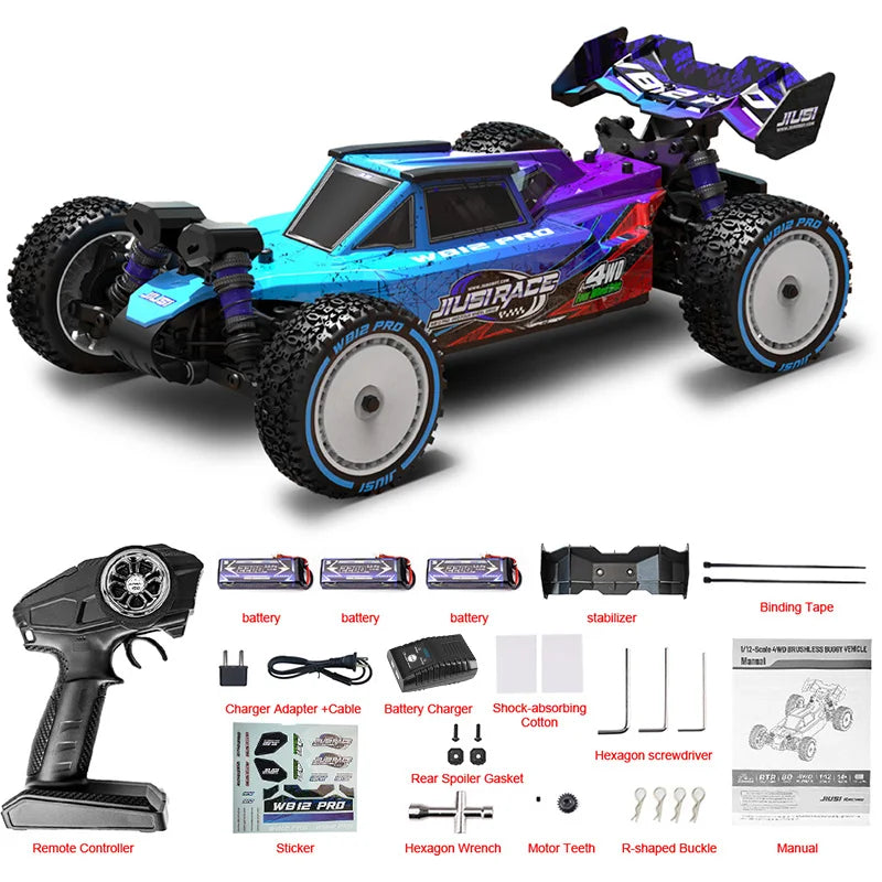 JIUSI WB12 PRO 1/12  RC Car 80KM/H 4WD Racing Car Brushless Remote Control Car Competitive Off-road 4WD RC Car Toys As Gift