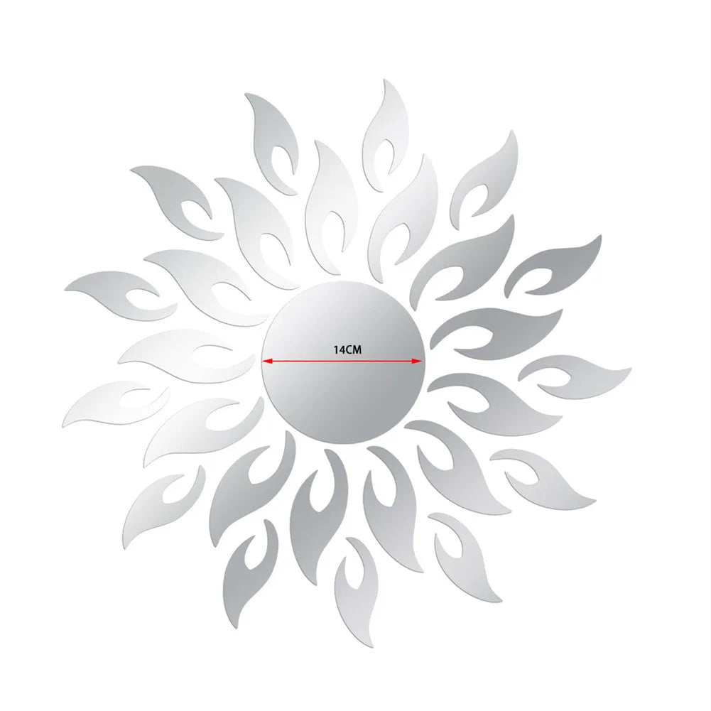 Removable 3D Sun Pattern Mirror Surface Wall Sticker for Home Decor