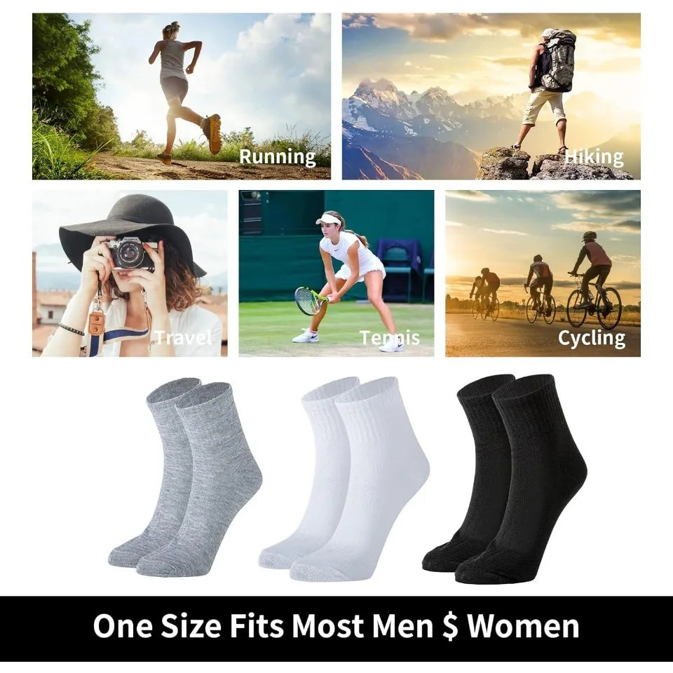 120 Pairs Mens Quarter Ankle Socks Athletic Moisture Socks Casual Sports Socks Bulk Pack for Homeless Unisex Men Women