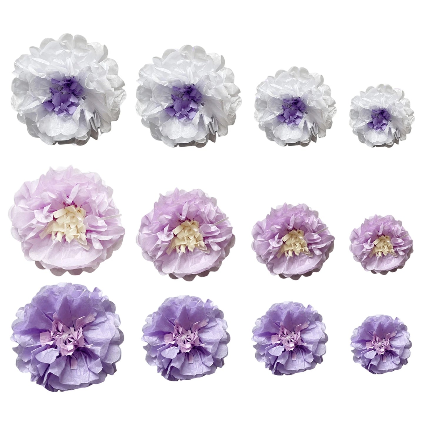 12Pcs Handmade Tissue Paper Flowers Set for Party Backdrop Wedding Birthday Craft Decoration DIY Floral Theme
