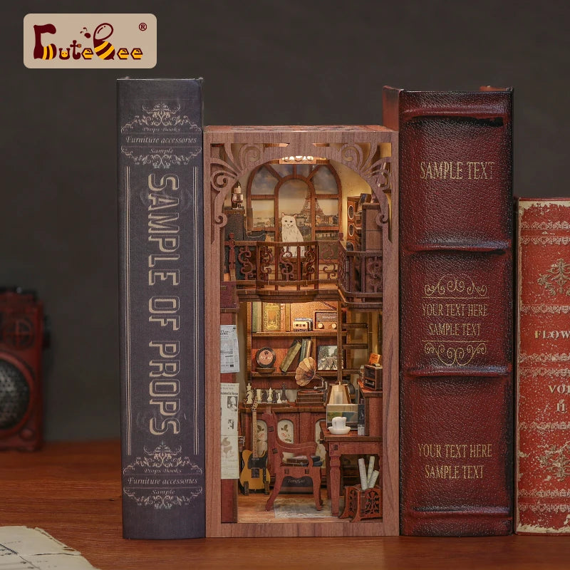 CUTEBEE  3D Puzzle DIY Book Nook Kit Miniature House Gift With Dust Cover Touch Light  Craft Toys for Birthday Gift