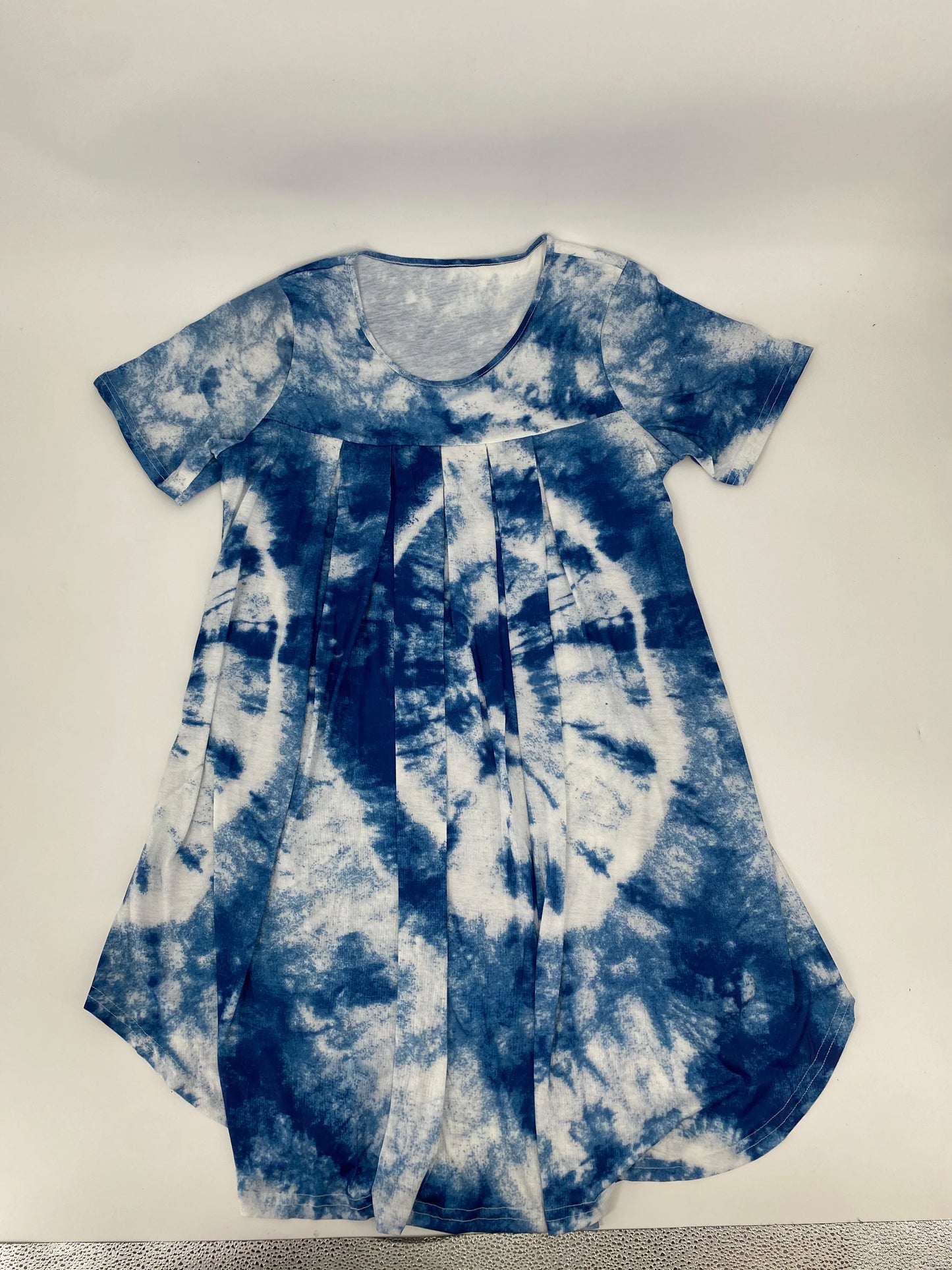 Plus Size Women's Loose Casual Women's Front Pleated Loose Printed Short Sleeve Pajamas Home Dress (With Hand Pockets)