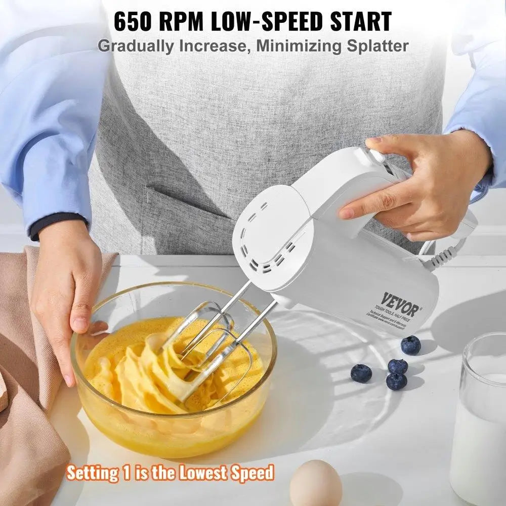 Digital Electric Hand Mixer 5 200W Portable Turbo Beaters Dough Hook Whisk Baking Kit with Storage Bag