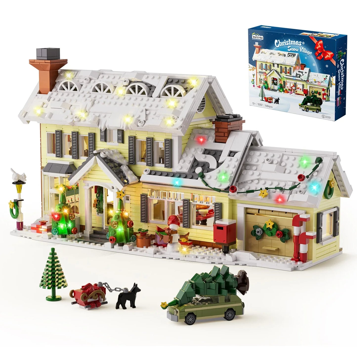 Christmas Snow Village Building Set With Clark Car 1484pcs