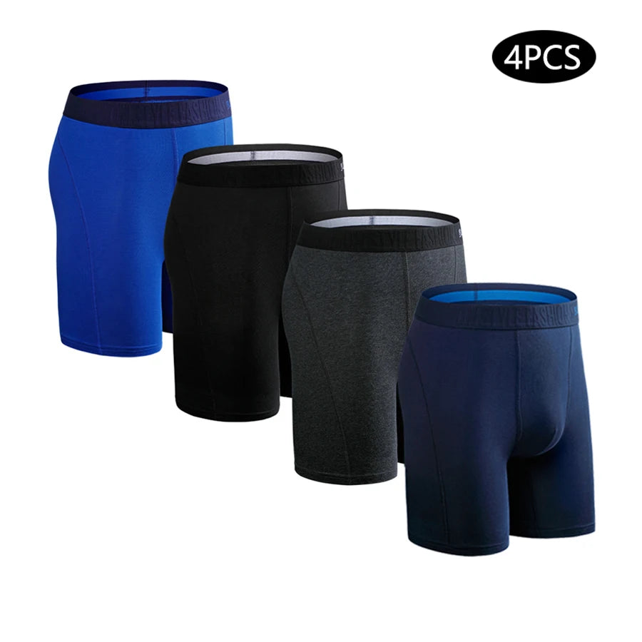 4pcs long boxers for men underwear plus size Men's panties sexy long leg underpants cotton Mens boxer shorts fashion male Trunk