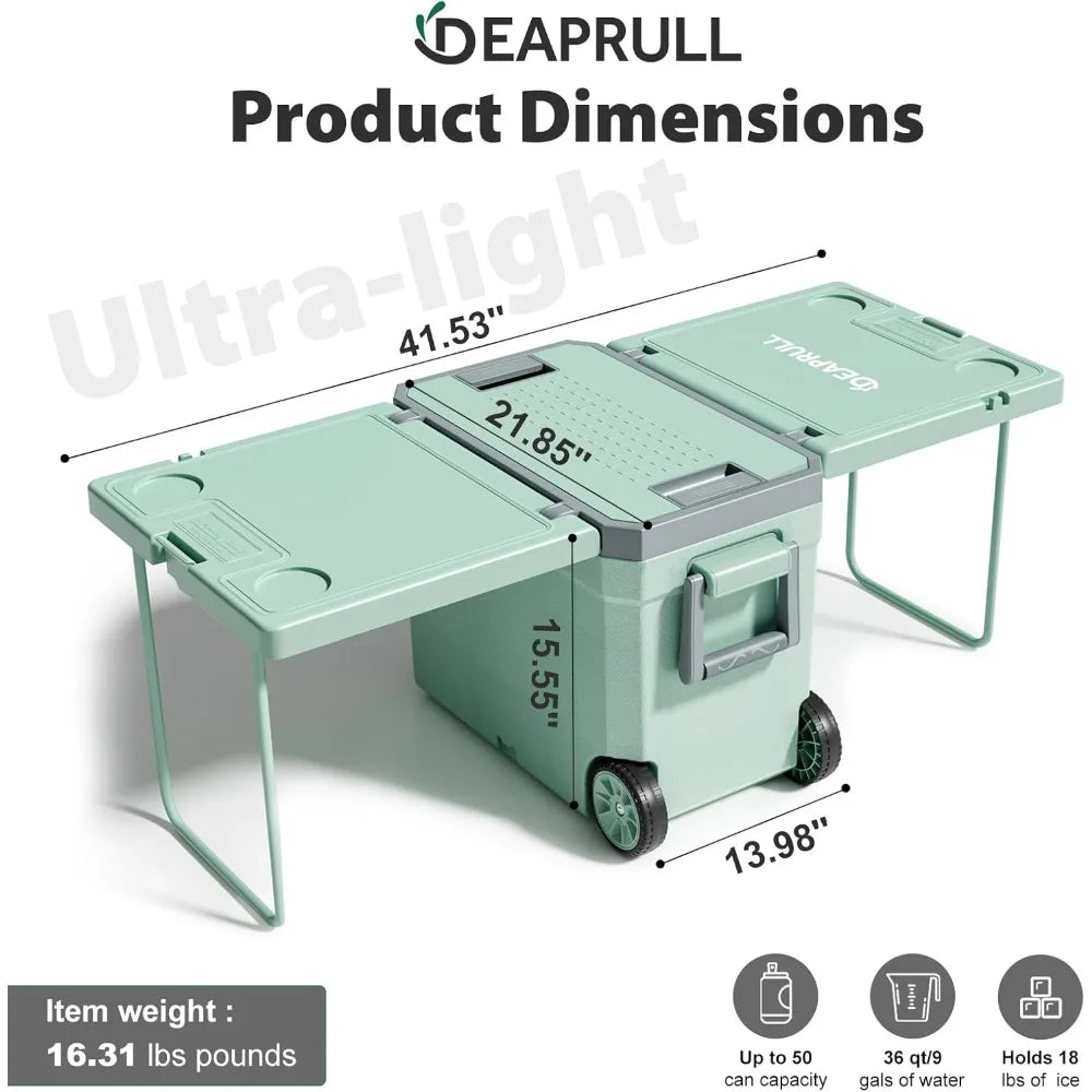 36 Quart Cooler with Wheels, Ice Chests Portable Wheeled Cooler Holds Ice up to 6 Days, Leak-Proof Outdoor Insulated Ulta-Light