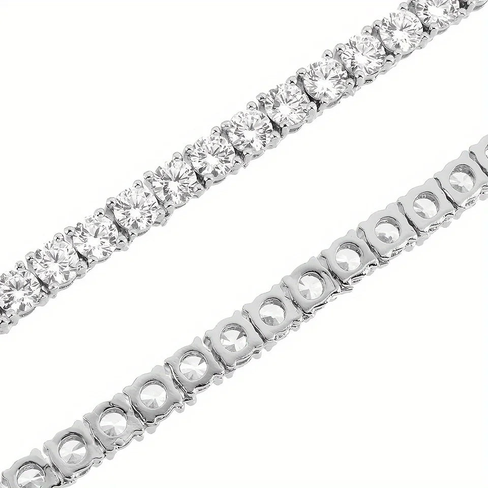 1pc S925 Sterling Silver 4mm Moissanite Tennis Bracelet, Unisex, 4mm Total Weight:21.45g| Gemstone Jewelry | Gifts for Him | Gif
