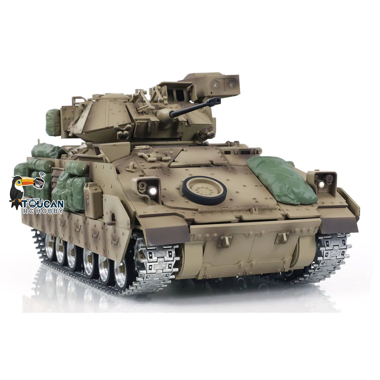 US Stock RTR Tongde 1/16 Scale RC Military Tank M2A2 Bradley Radio Control Panzer Metal Tracks Wheels Barrel Recoil Smoking Toy