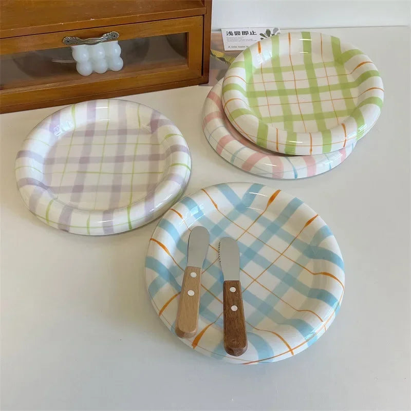 Cute Korean Ceramic Plate Unique Plate For Cake Food Dinner Breakfast Dessert Salad Decorative Dish Table Decorations Small dish