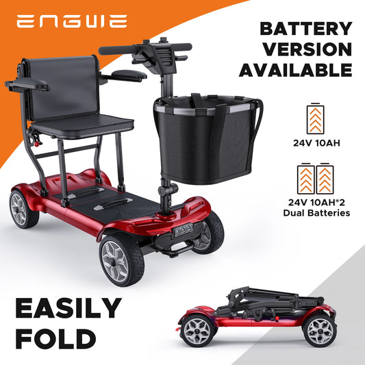 ENGWE Electric Mobility Scooter, 270W Motor, 10AH*2 Dual Batteries, Aluminum Alloy Frame Folding Design For Adults And Seniors