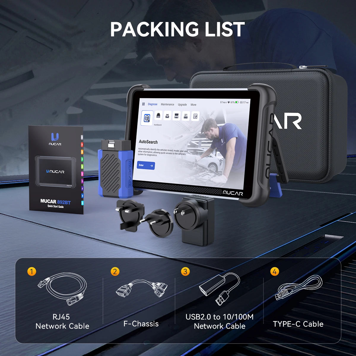MUCAR 892BT OBD2 Scanner Full System Diagnostic Tools 34 Reset Lifetime Free Update BI-Direction DOIP CANFD 2025 Automotive Tool