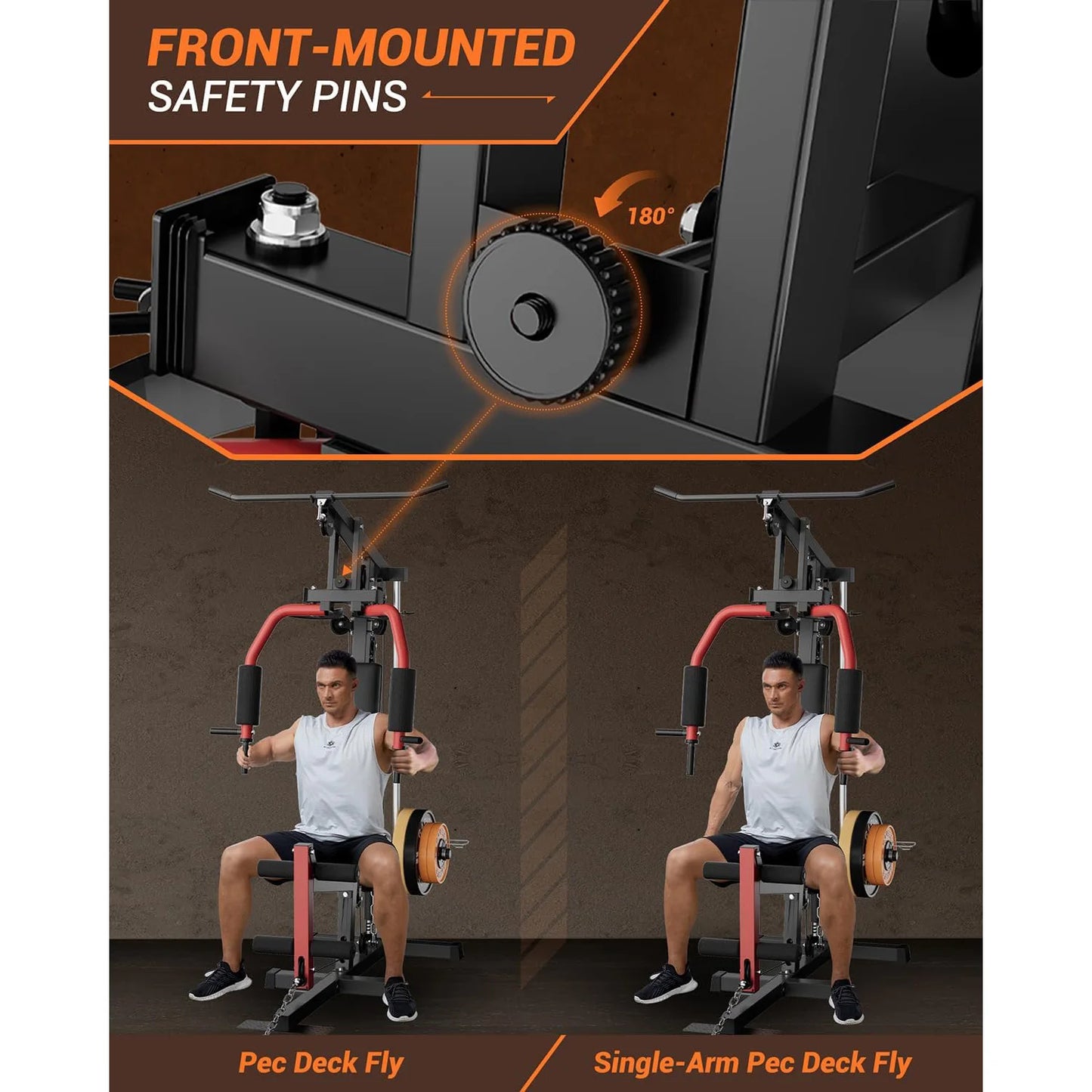 Home Gym Machine Full Body Workout Equipment with Pulley System,Leg Press Support for Strength Training, Workout Station