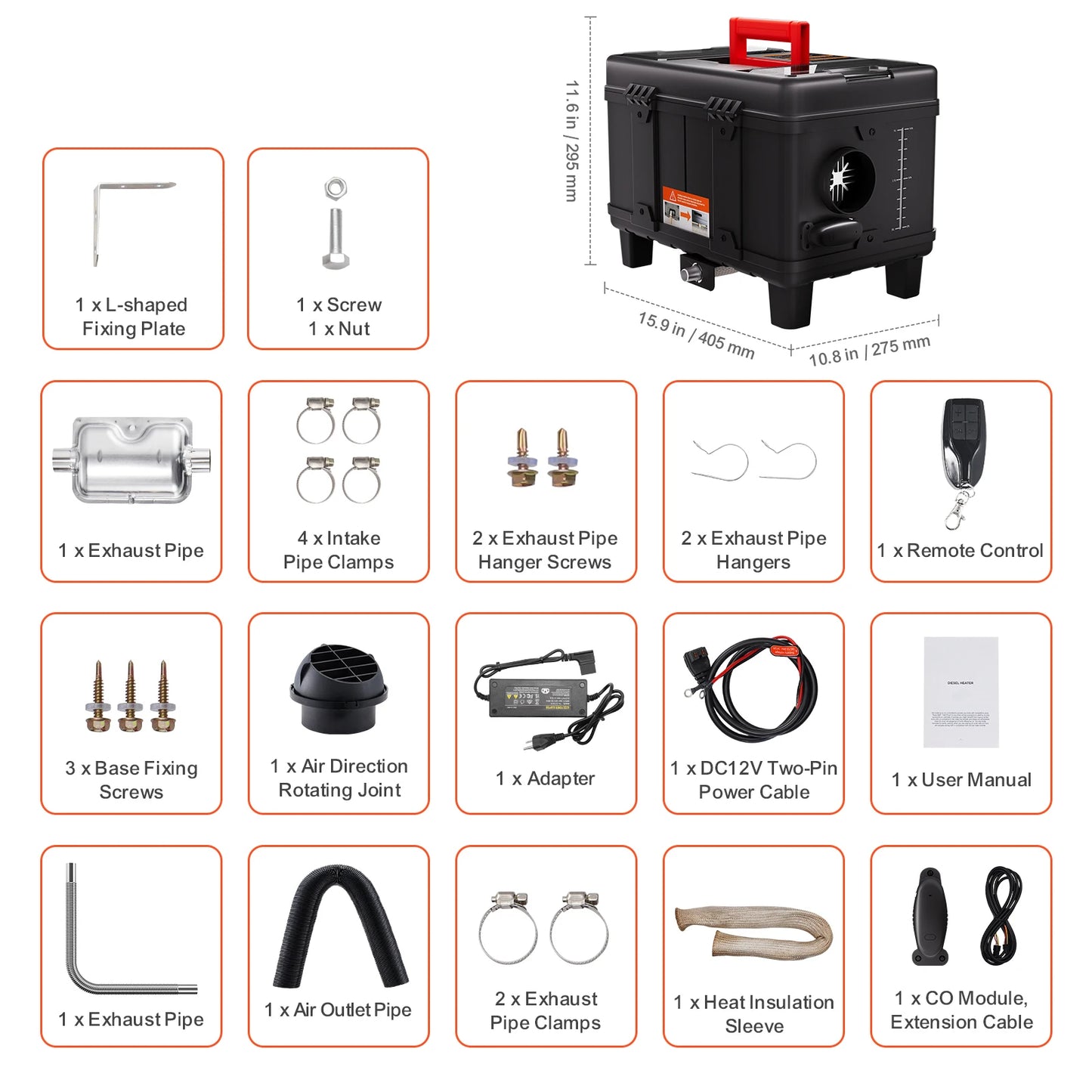SucceBuy 8KW Diesel Heater 12V/24V Diesel Air Heater Car Heater with Bluetooth and CO Alarm Parking Heater for Vehicles&Outdoor
