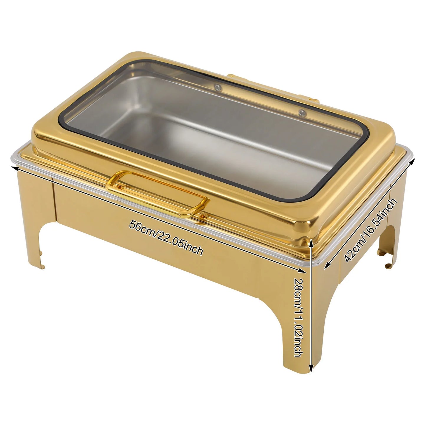 Gold 9L Stainless Steel Chafing Dish Buffet Warmer Buffet Server and Warmer for Home Catering Restaurants