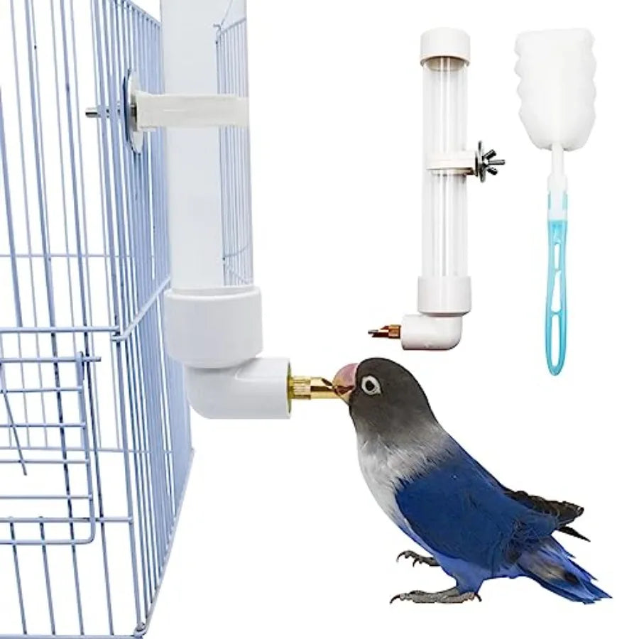 Automatic Parrot Water Dispenser 130ML Bird Water Bottle with Cleaning Brush Cage Accessories Drinker Bowl Fountain for Parakee