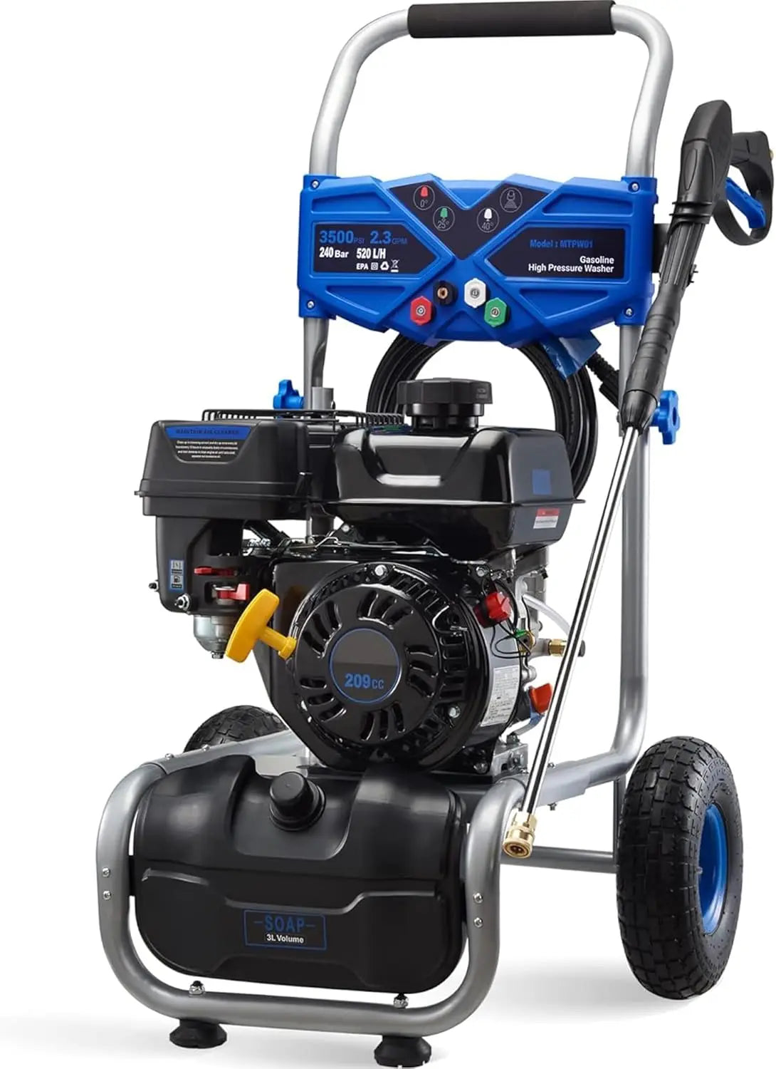 Gas Pressure Washer, 2.3GPM Gas Powered High Pressure Washer with 209CC Engine, 4 Adjustable Nozzles, 25 ft High Pressure Hose