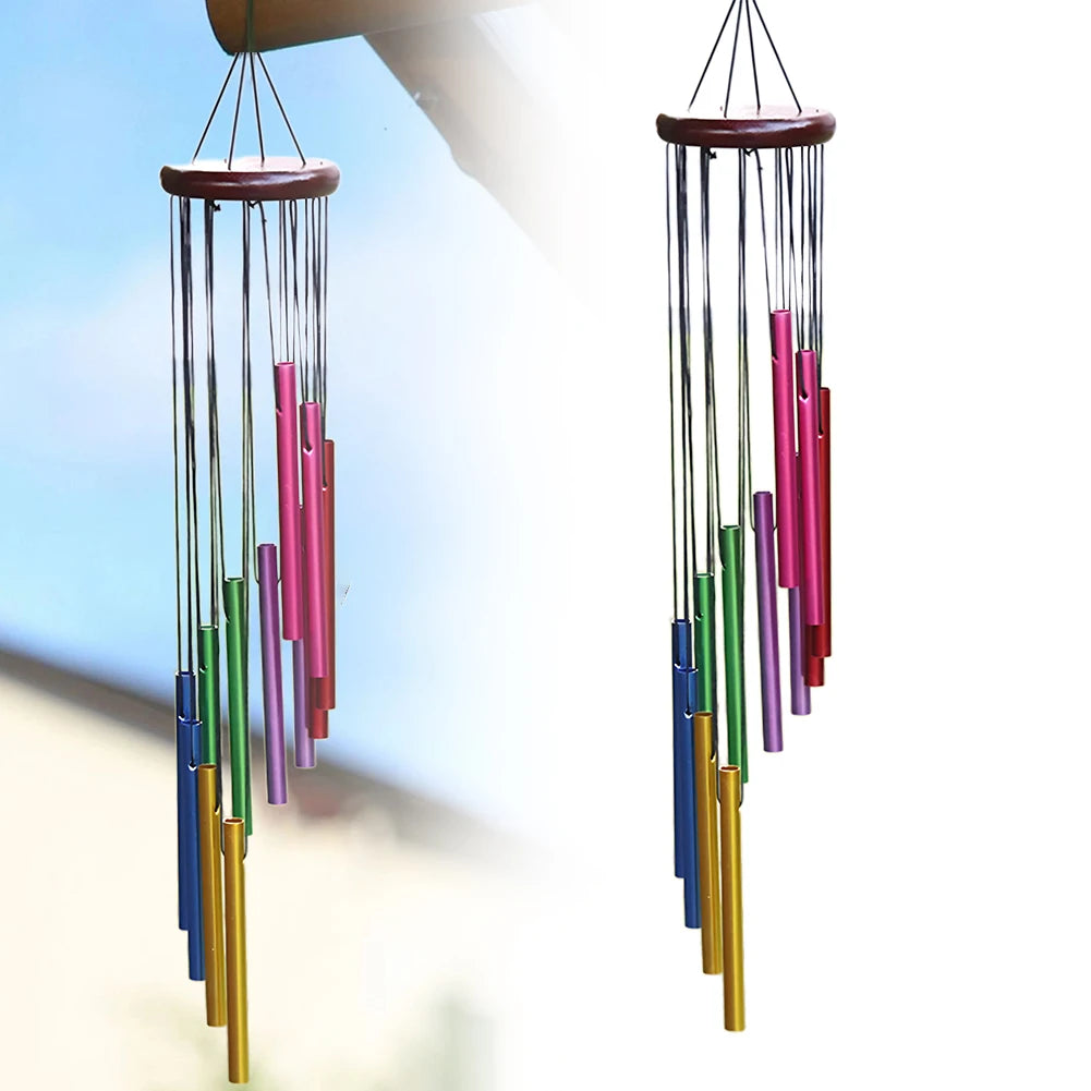 Outdoor Garden Wind Chime 12 Metal Tubes with Hook Wind Chimes Pendant Hanging Metal Pipe Wind Chimes Bells for Garden Home Yard