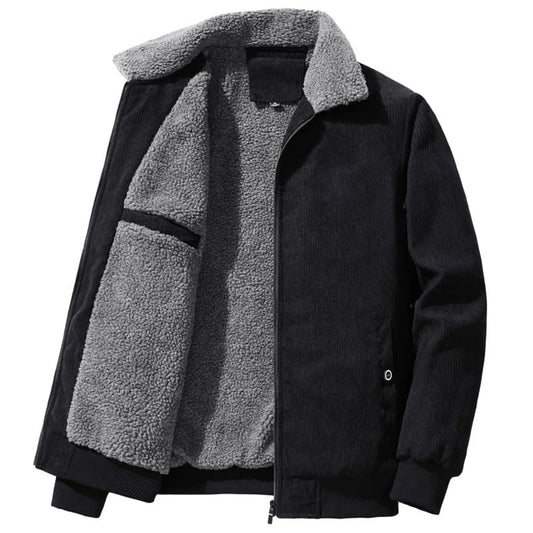 Male Cotton Jackets Padded Warm Loose Parka Coat Corduroy Short Jacket Man Solid Zip Windbreaker Winter Men's Fleece Jacket