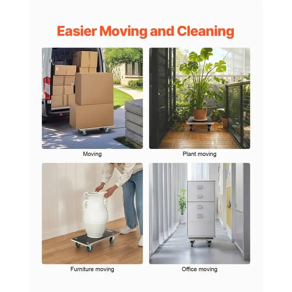 4Pcs Furniture Dolly Set Heavy Duty 551lbs Moving TPR Silent Wheels