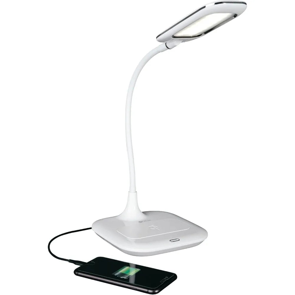 LED Desk Lamp with Wireless Charging - Designed to Reduce Eyestrain - Adjustable Flexible Neck, 3 Color Modes & Touch