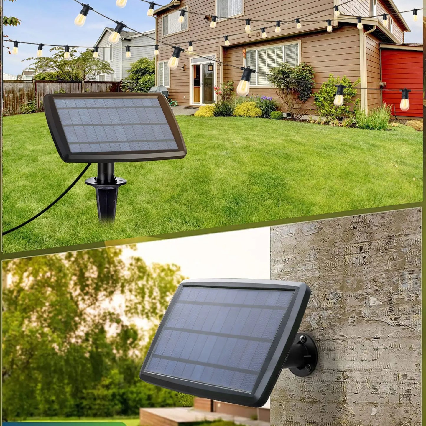 60/100FT Solar String Lights IP44 Waterproof, 15+1/30+2 LED Shatterproof Bulbs 4 Light Modes, Camping Backyard Garden Holiday
