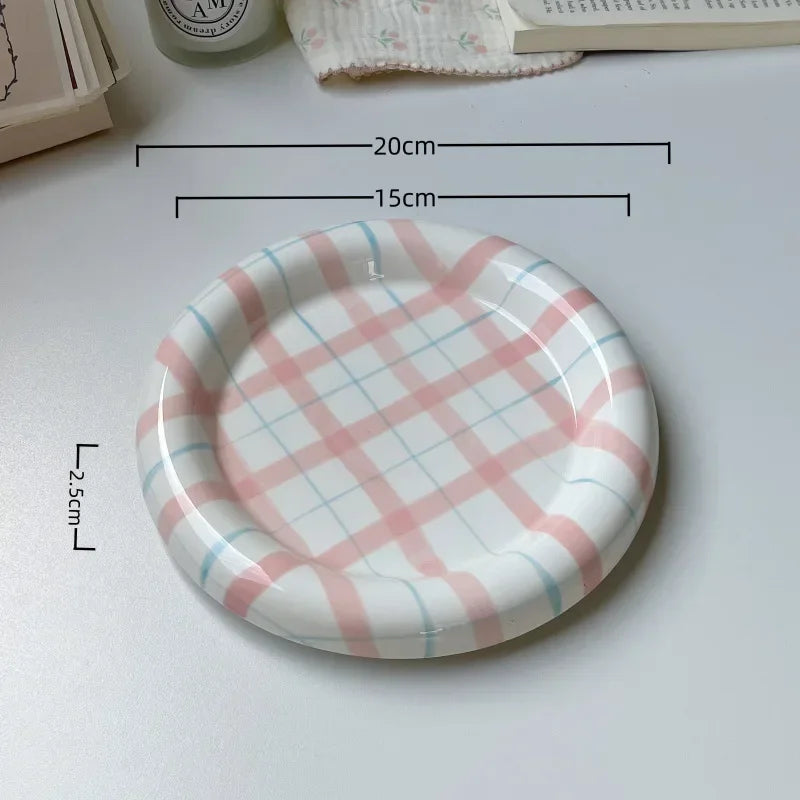 Cute Korean Ceramic Plate Unique Plate For Cake Food Dinner Breakfast Dessert Salad Decorative Dish Table Decorations Small dish