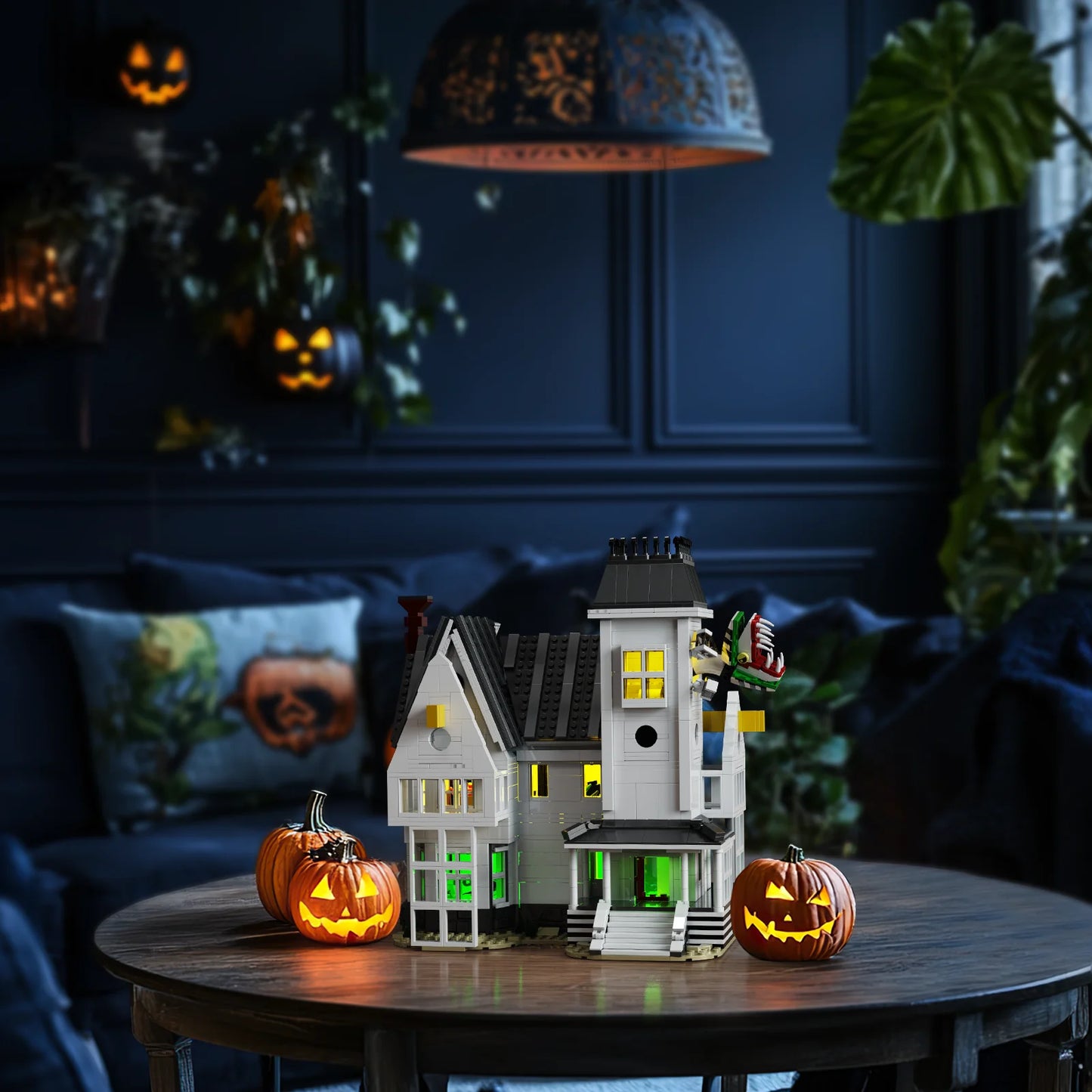 Beetle House Building Block Set Halloween Horror Home Model Toy Christmas Gifts for Adults and Friends(1851 Pcs)