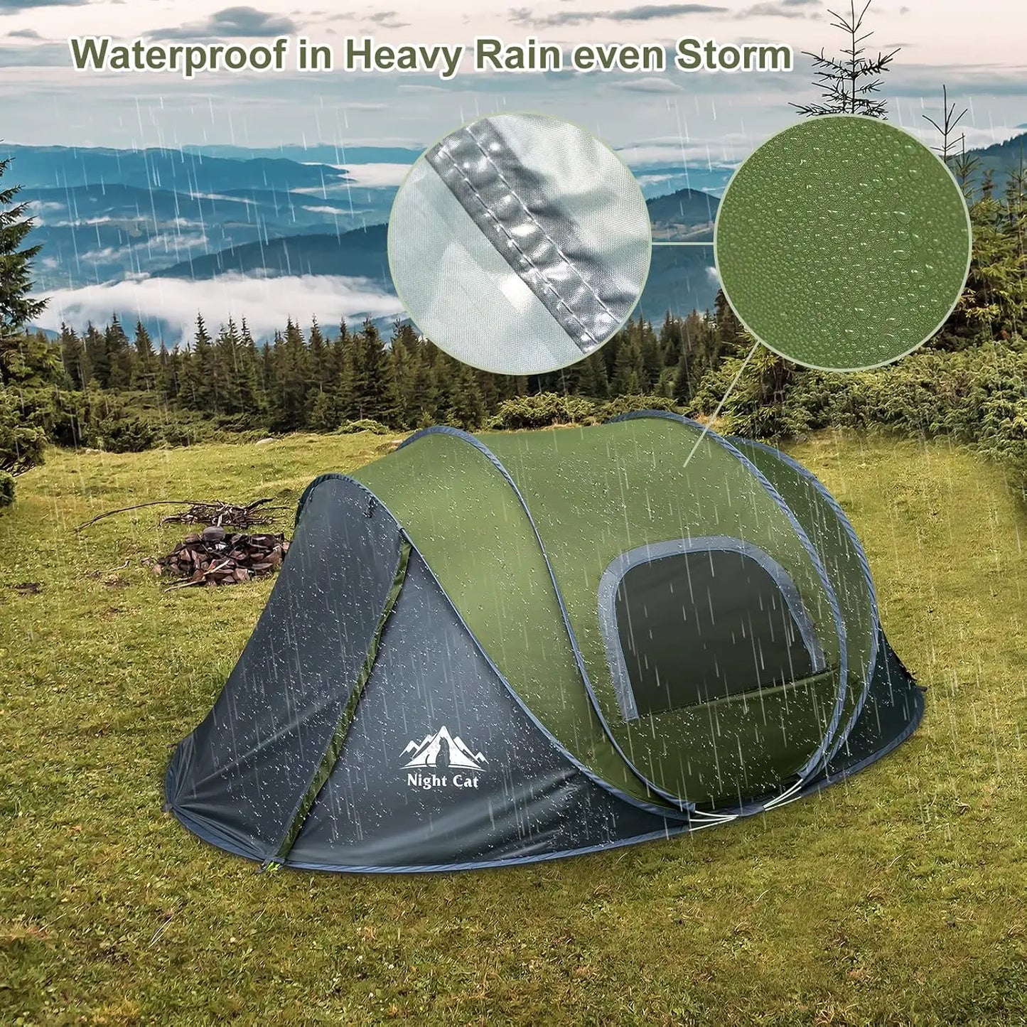 Pop-up Camping Tent: 2 Person Tent Waterproof Instant Easy Setup Family Tent
