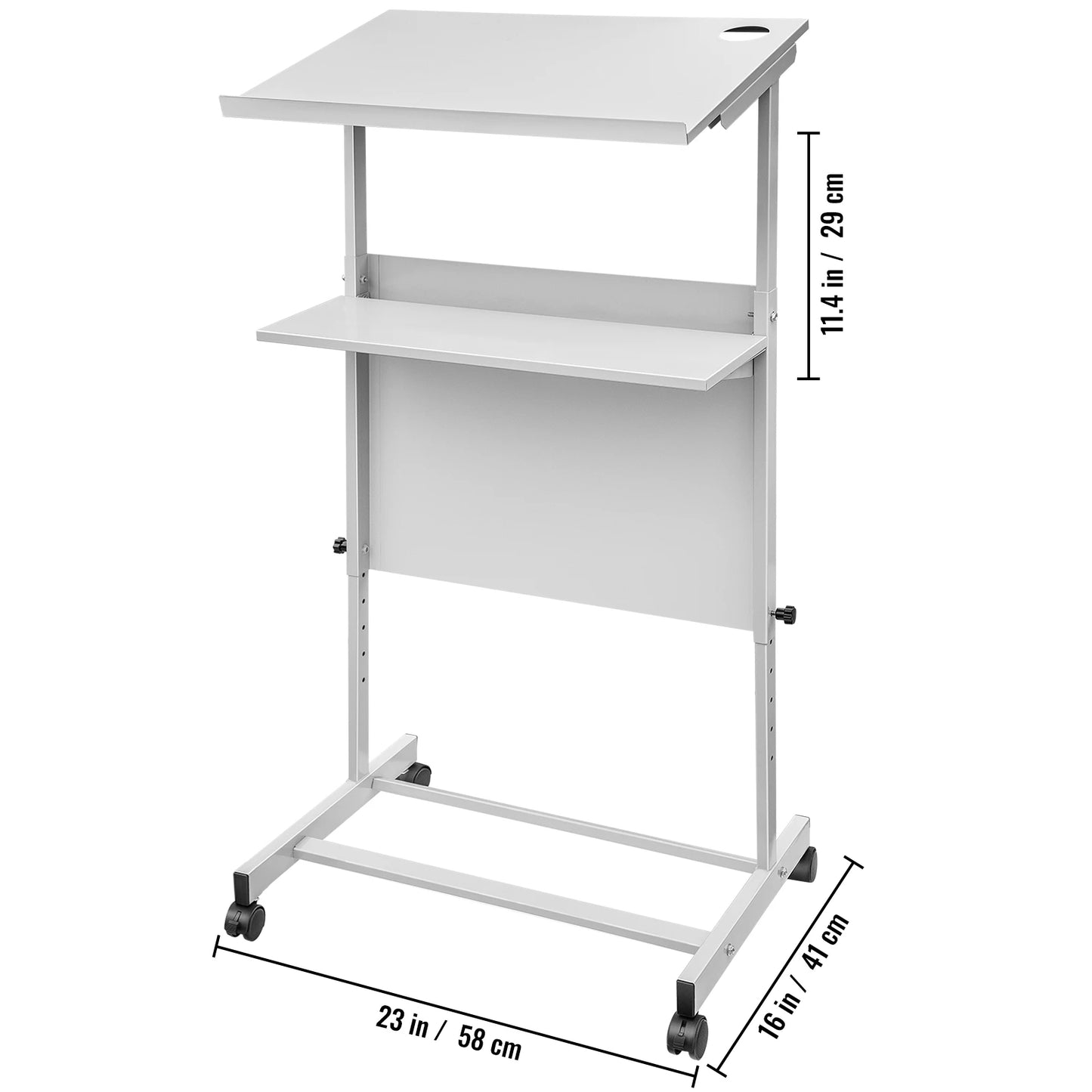 VEVOR Standing Lectern Height Adjustable Portable Pulpit 4 Rolling Casters Podium Stand Lower Storage Shelf Floor for School