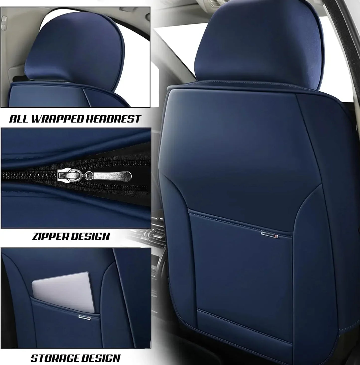 Seat Covers Fit for Toyota Tacoma 2006-2024, Waterproof Nappa Leather Full Coverage Truck Seat Cover, Muscle Sport Style Auto In