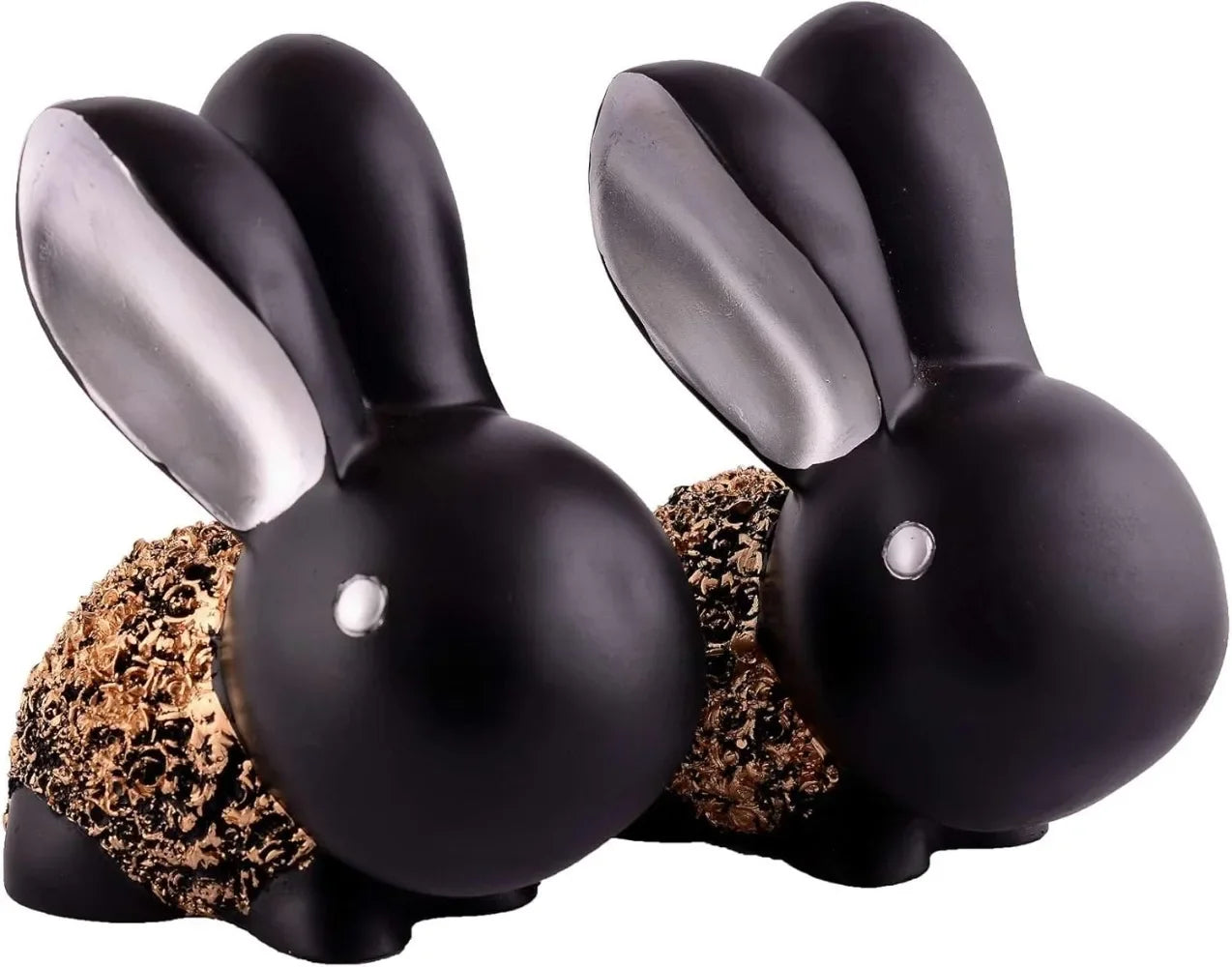 Art-Wheels_handicrafts Rabbit Cute Pair Statue for Home Decor Showpiece | Kids Room Decorative Showpiece (Black)