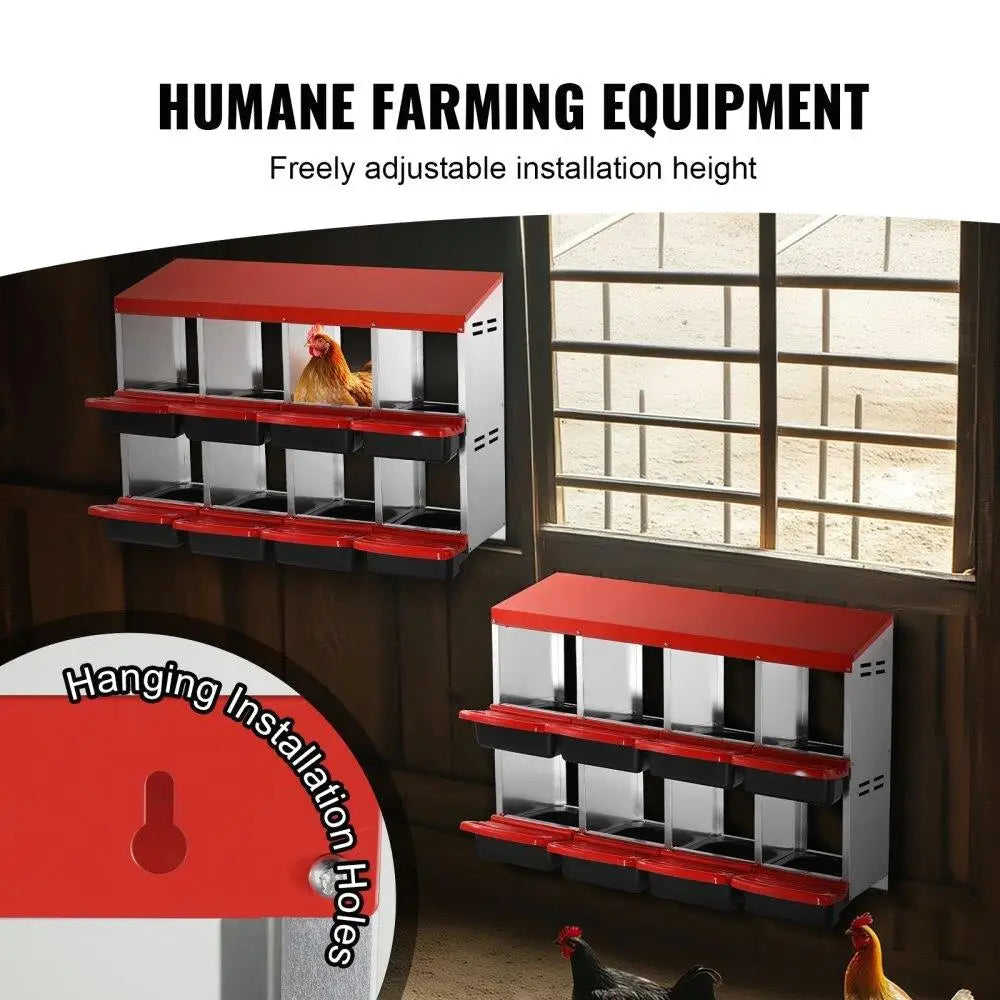 8 Compartment Chicken Nest Box with Inclined Design for Easy Access and Cleaning Ideal for Farm Use