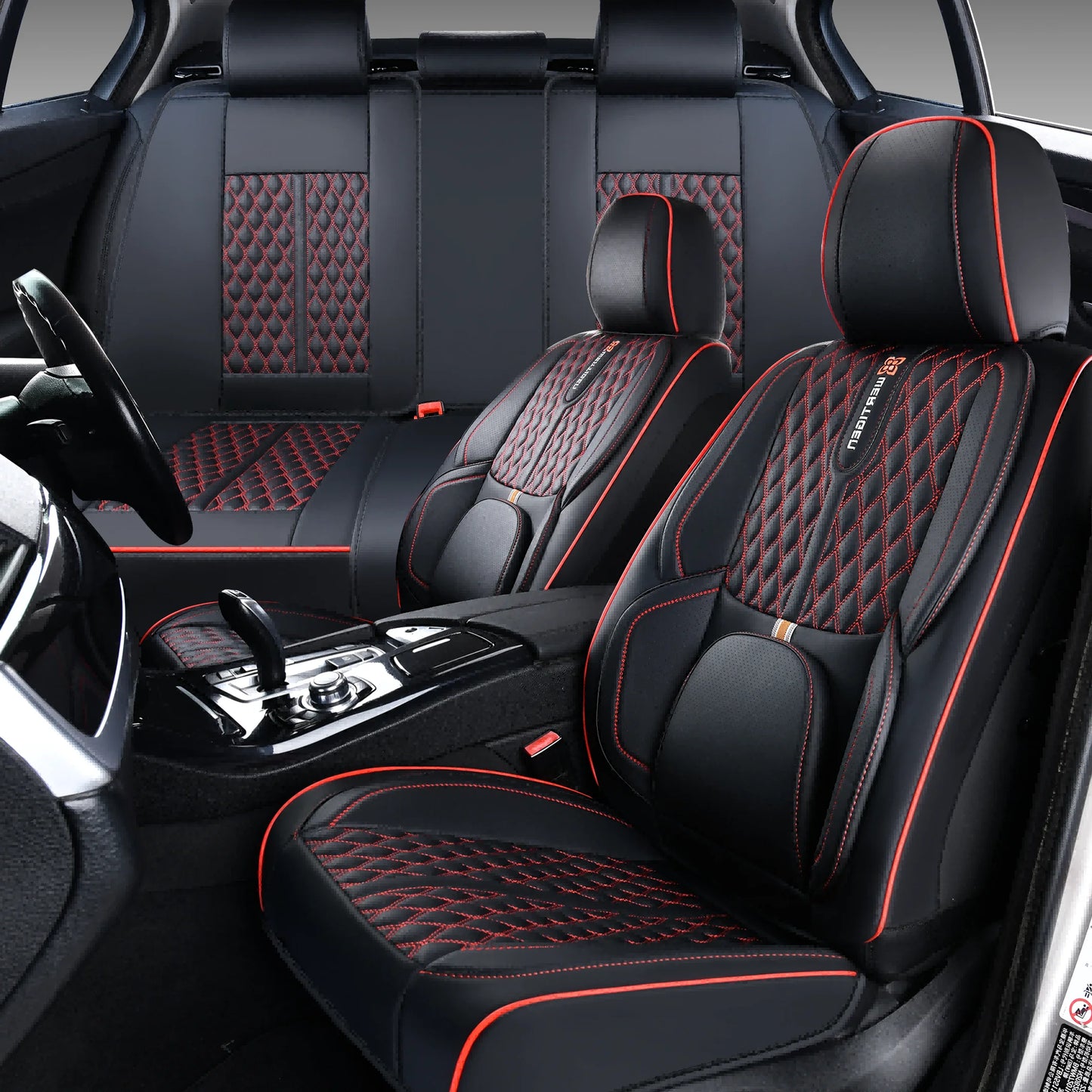 PU leather car seat cover, suitable for most 5-seat cars, split seat cover, waterproof and anti-fouling, easy installation,