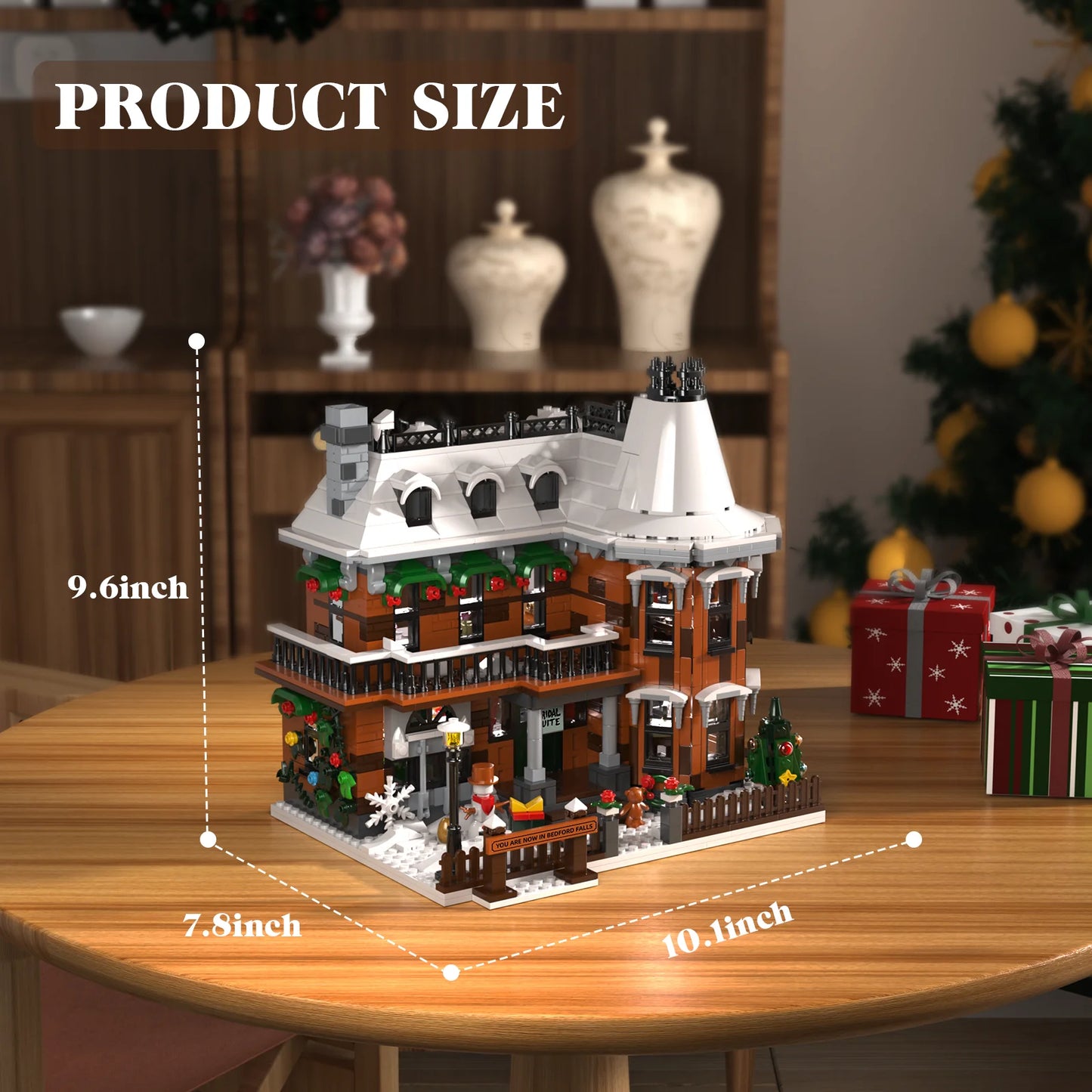 Wonderfuled Life House Building Blocks Set Christmas Holiday Snow House Bricks Gifts for Friends Family(1549PCS)