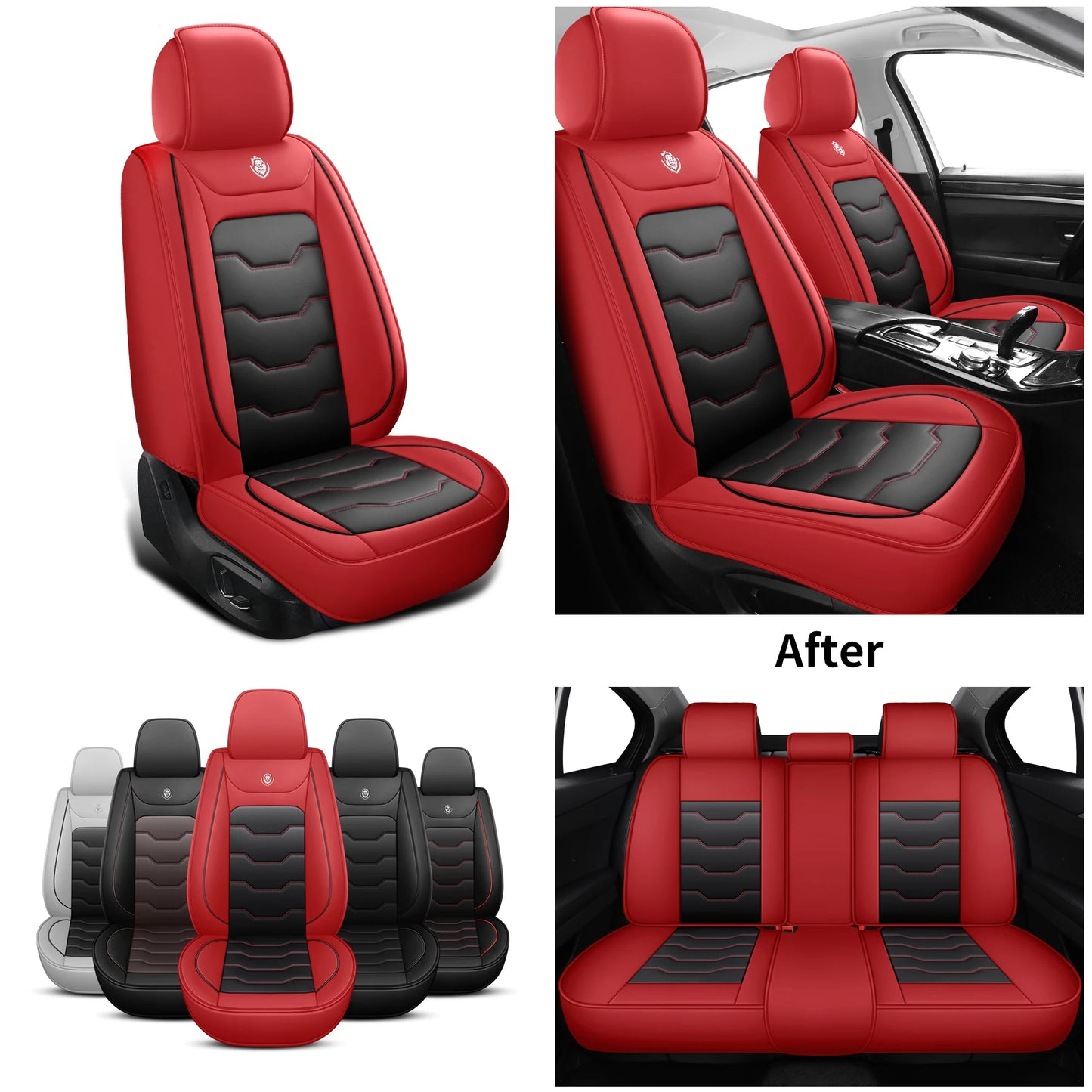 Car Seat Cover, 5-Seater Universal, Suitable For 90% of 5-Seater Models，Waterproof Leather Car Interior