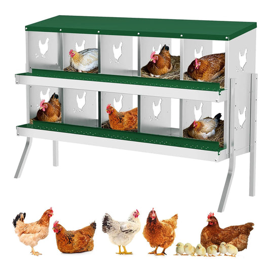 Chicken Nesting Box with Bracket Legs 6 8 10 Compartment Metal Chicken Laying Boxes for Chicken Coop Hens