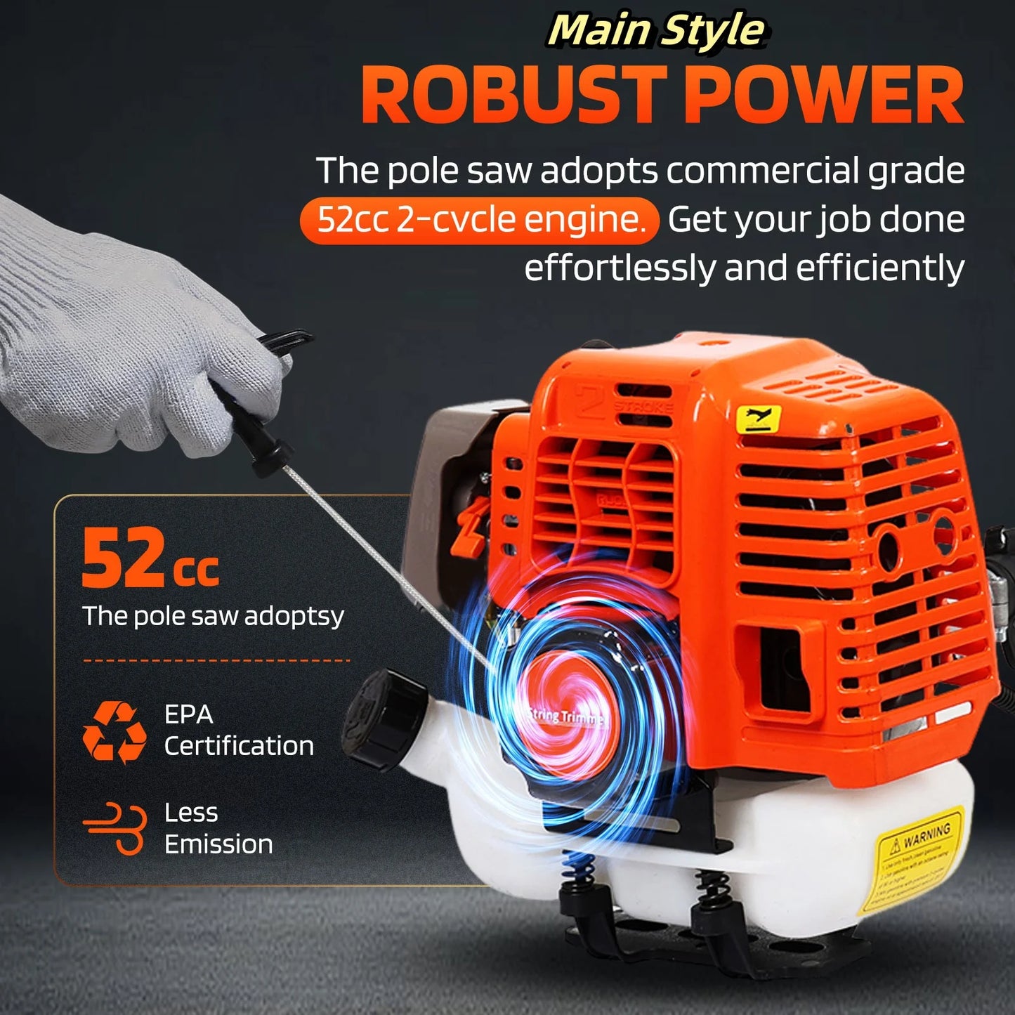 2200W Weed Eater Cordless Petrol 52CC 8500RPM,Ergonomic Strong Power String Trimmer Low Noise,2 In 1 Lawn Mower Machine Gasolene