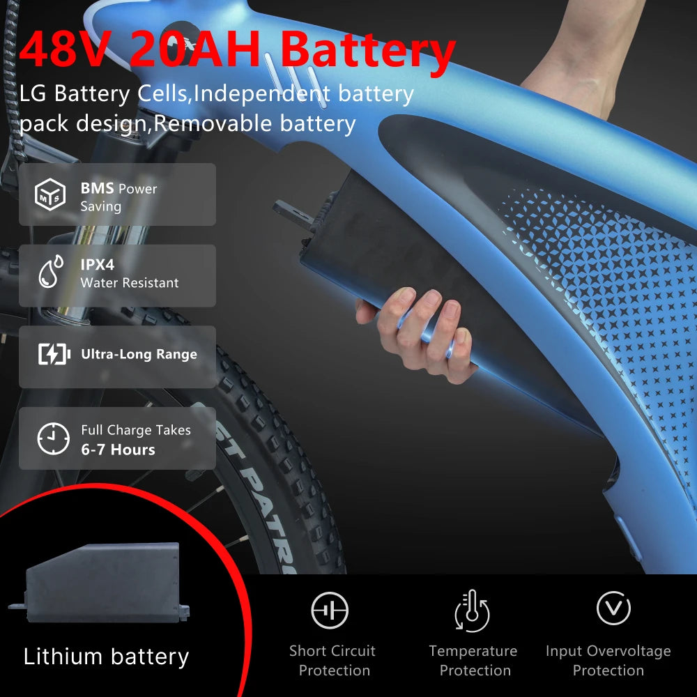 HX Q5 Ebikes 2000W Adults Electric Bike Bicycle 2000W 48V 20AH 27.5 Inch Off-Road Tire Electric E Bikes Mountain Ebike