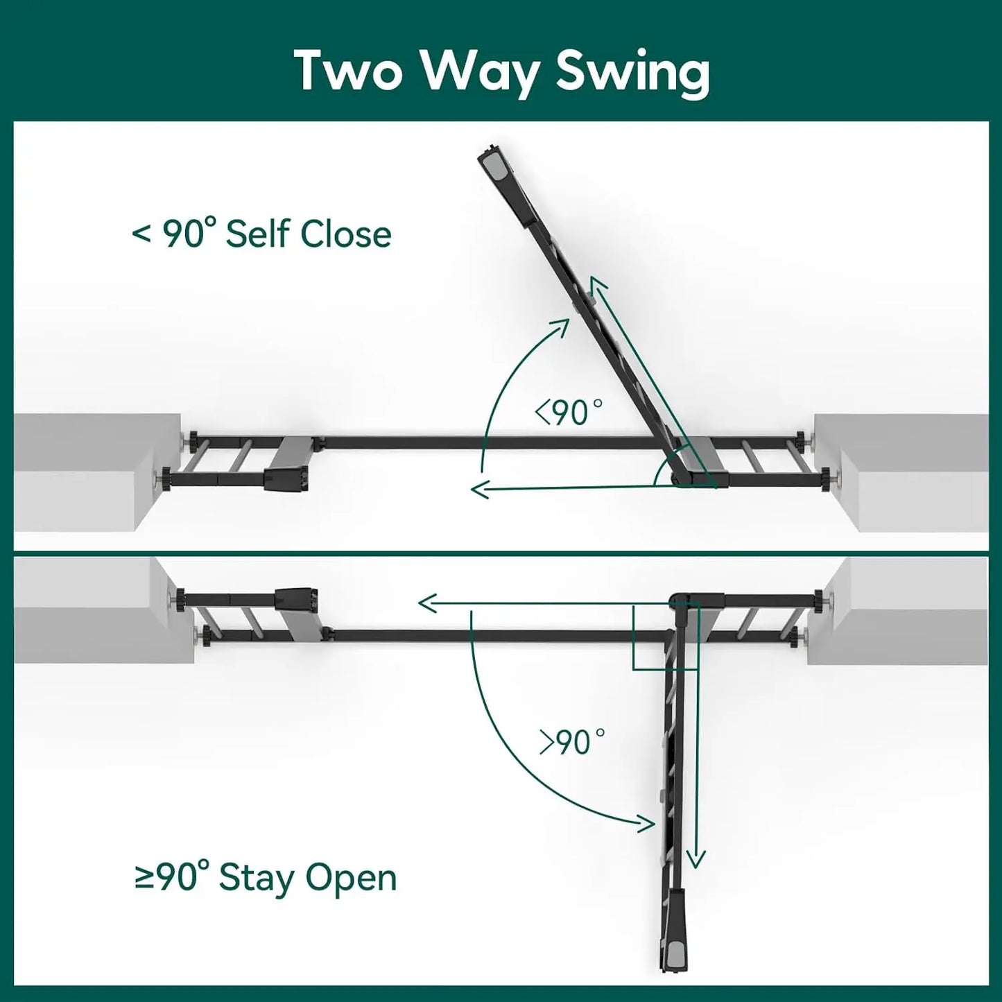 Auto Close Baby Gate with Cat Door,29-43" Metal Gate for Doorway,Stairs, House,Easy Walk Thru with Pet Door