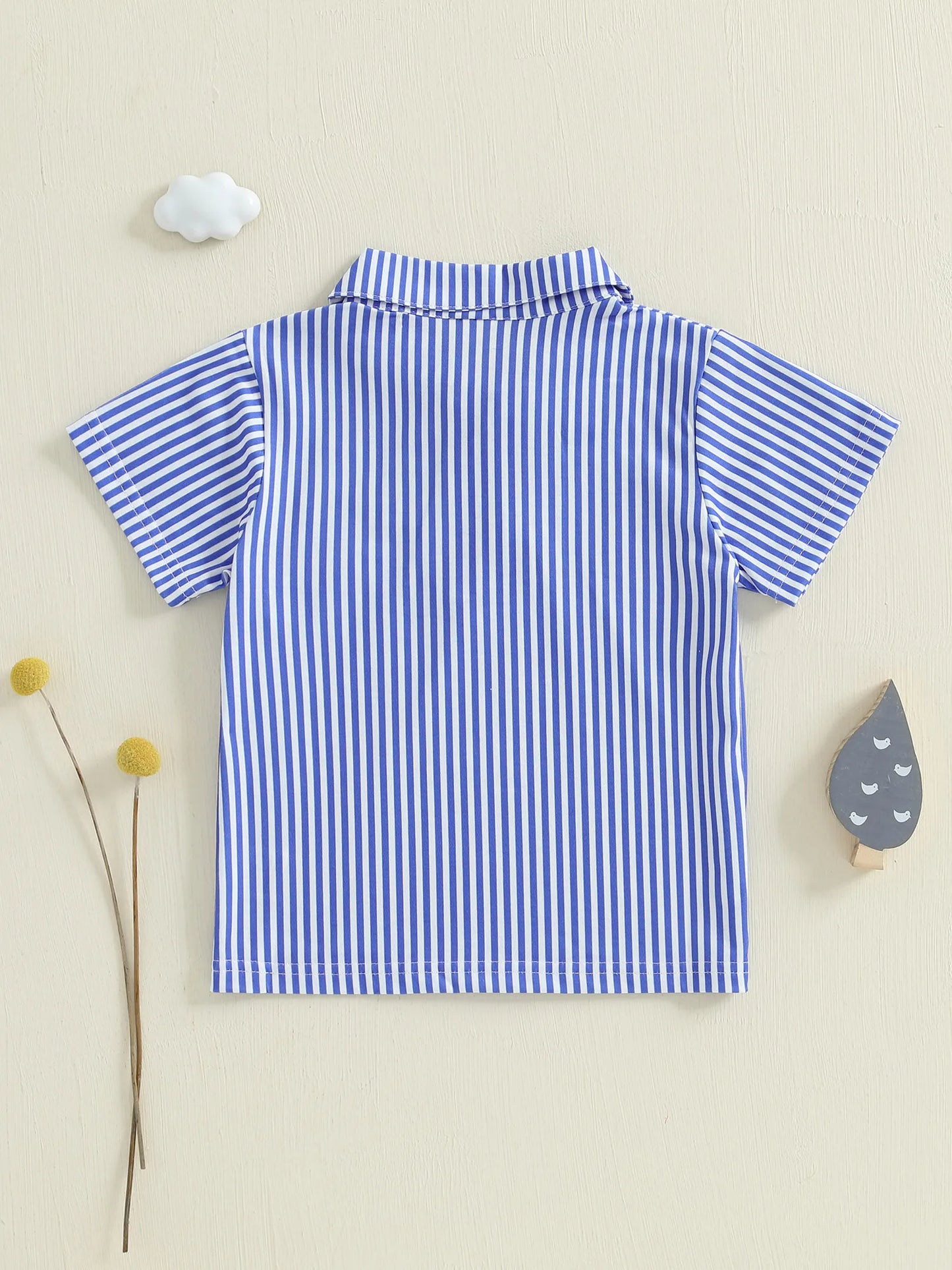 Children s Short Sleeve Shirt with Cute Bear Print and Striped Lapel Casual Summer Top for Toddler Boys Kids Fashion Clothes