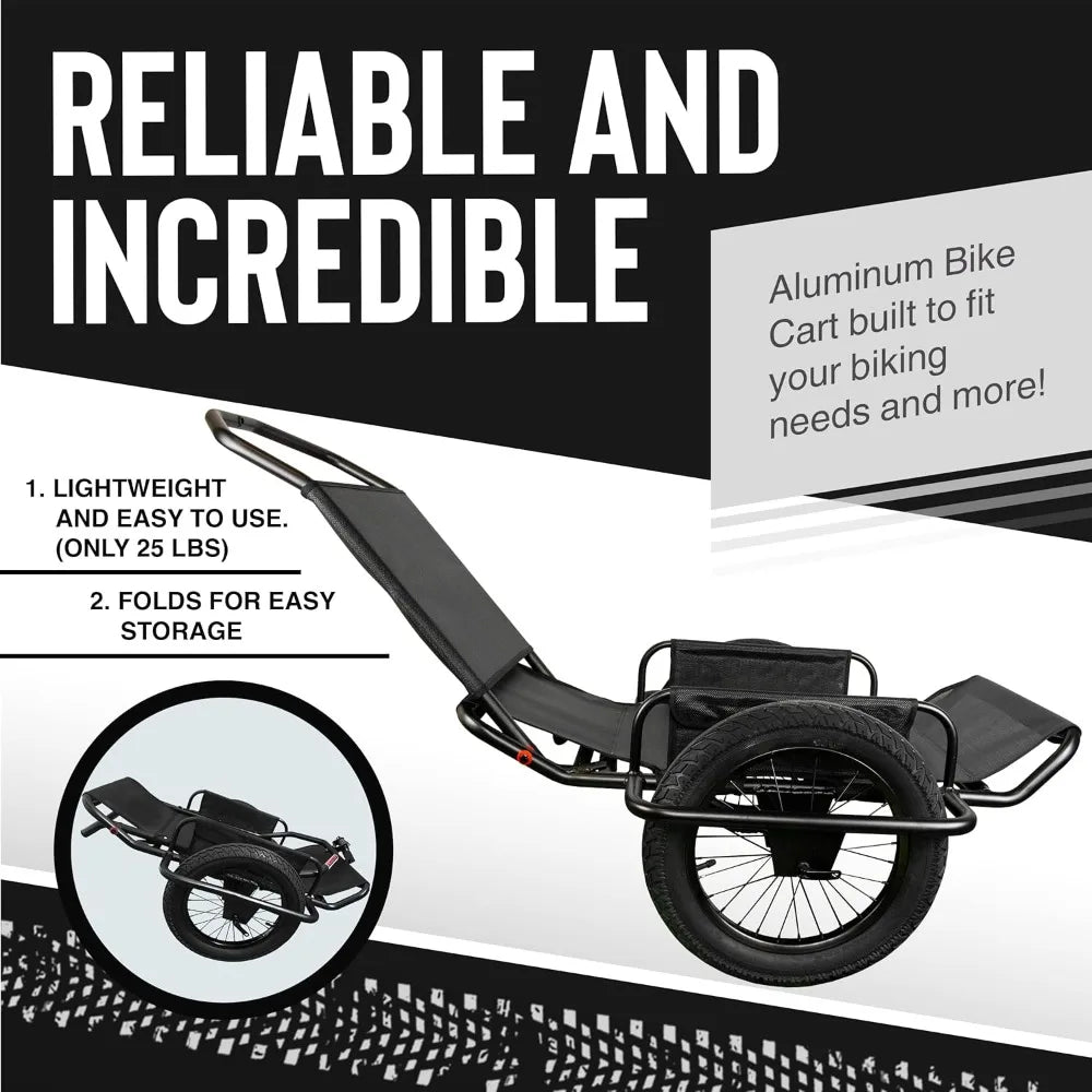 Bikes Aluminum Bike Trailer Cart-Heavy-Duty Game Cart and Utility Trailer - 300lbs Maximum Capacity - 6061 Aluminum Alloy Frame