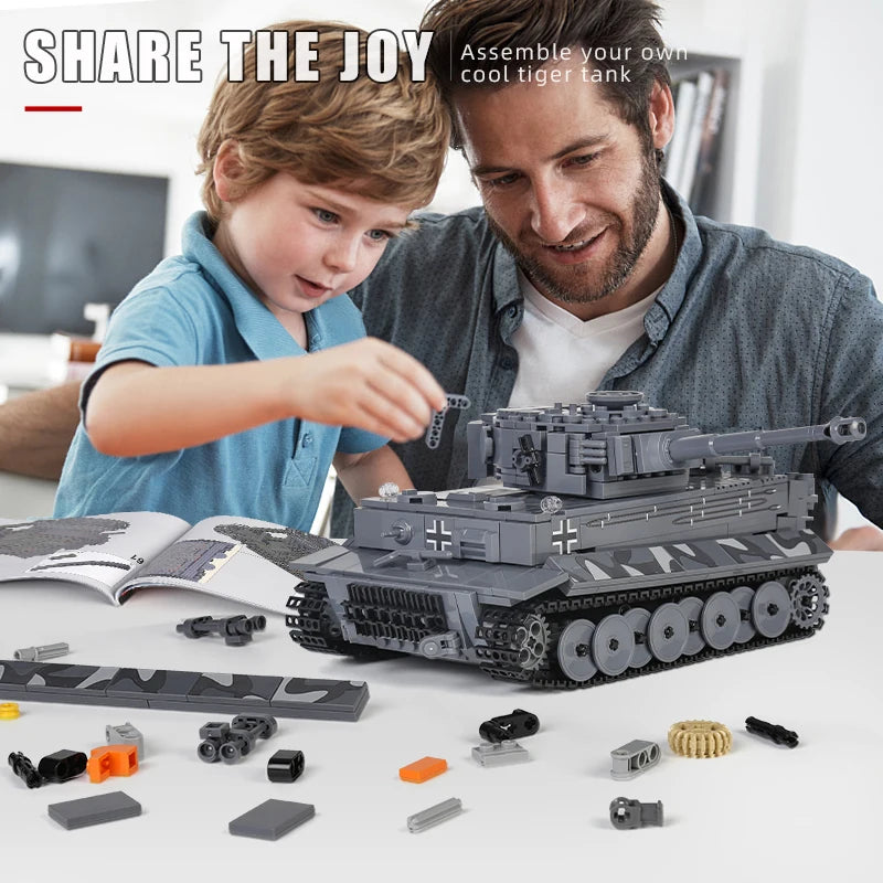 MOULD KING 20014 Technical RC Military Battle Tank Tiger Heavy Tank Building Blocks Toy Set Birthday Gift
