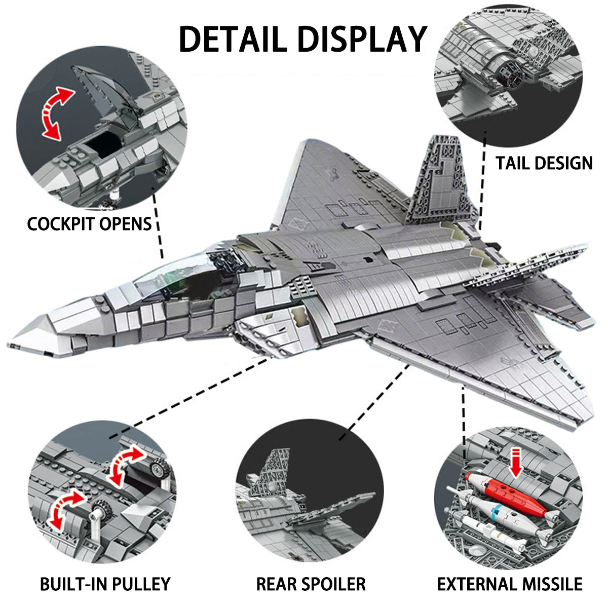 WW2 Airplane Military F22 Raptor fighter Jet Model Building Blocks J-20 Soldier Air Missile  Aircraft Bricks Model Set Kid Toy