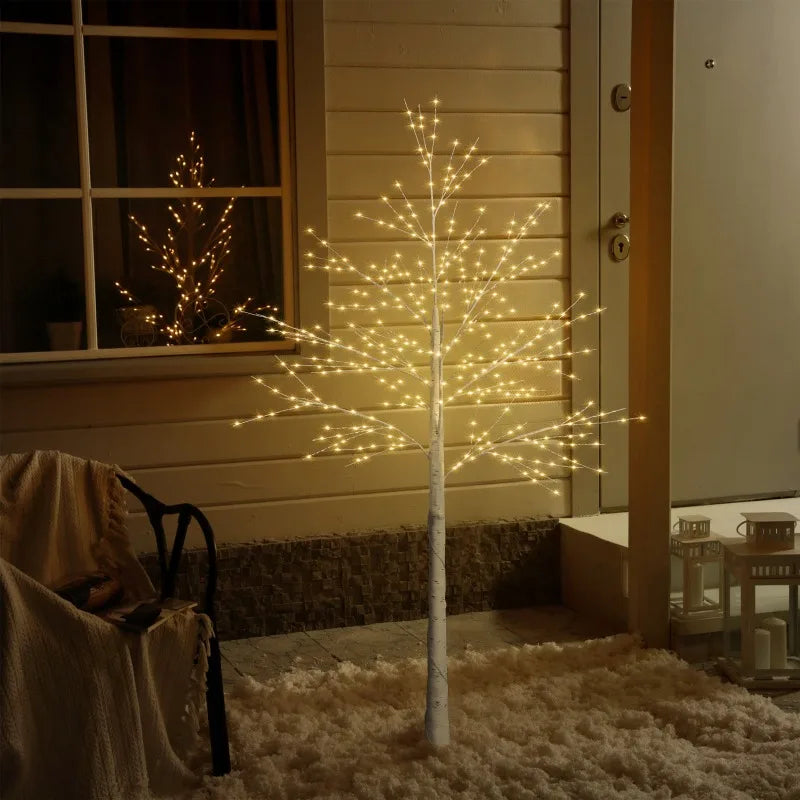 Artificial Tree, 6ft Lighted Indoor & Outdoor Birch Tree, Christmas Holiday Lighting Decoration