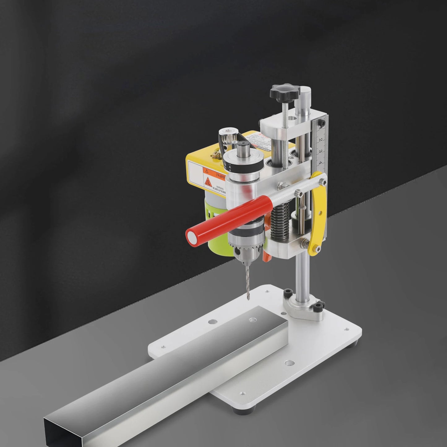 B10 Aluminum Drill Press Work Station,12-24V Green Free Standing Drill Press Table 12*15*27cm for Small Objects,Soft Materials