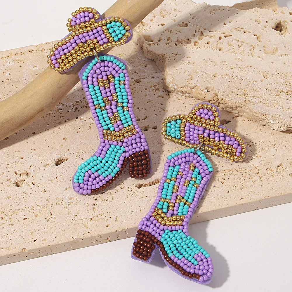 AENSOA Bohemian Starfish Seed Bead Drop Earrings Women